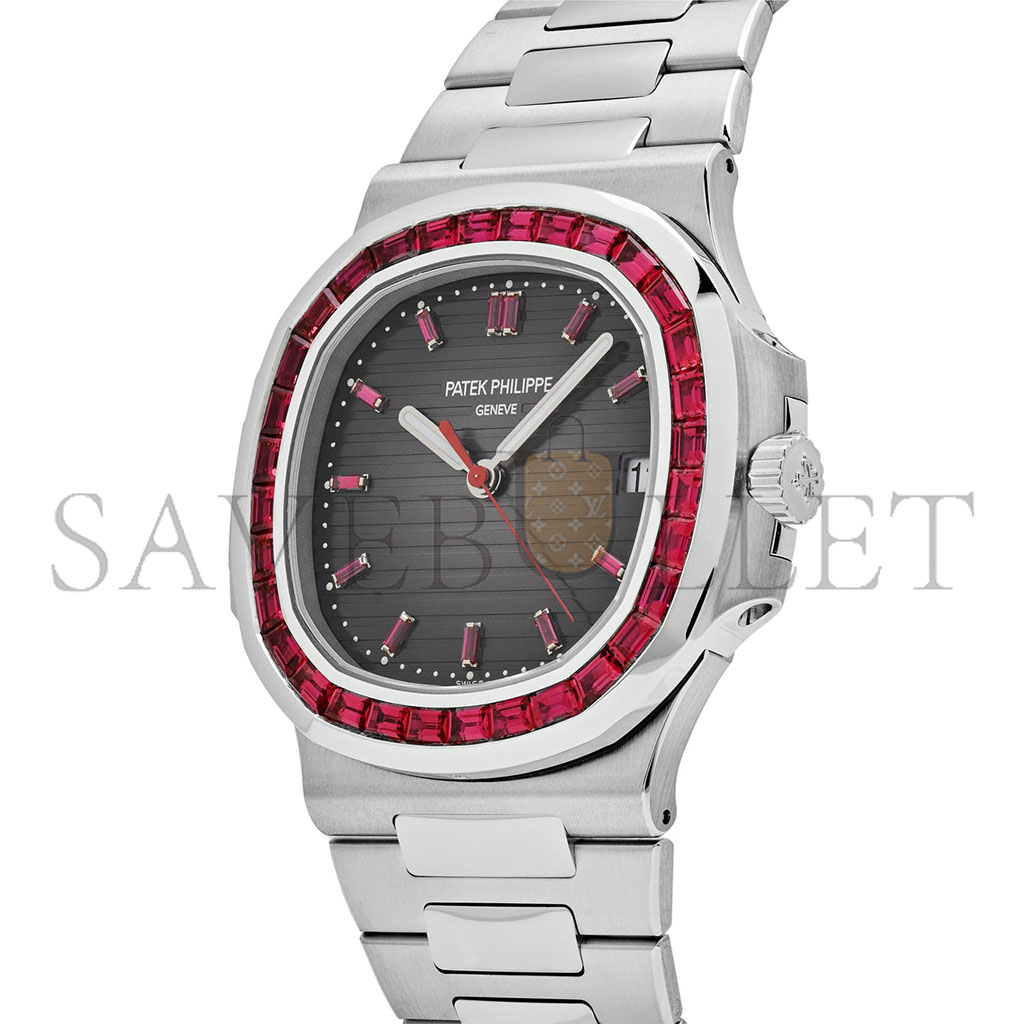 PATEK PHILIPPE NAUTILUS PLATINUM GREY DIAL RUBY BEZEL 5711/112P-001 PATEK PHILIPPE NAUTILUS PLATINUM GREY DIAL RUBY BEZEL 5711/112P-001